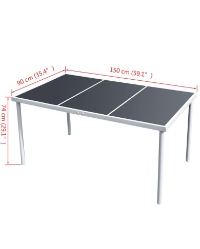 Table de jardin 150x90x74 cm Noir Acier