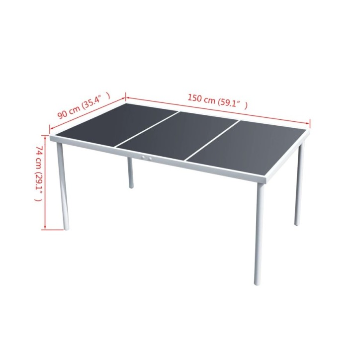 Table de jardin 150x90x74 cm Noir Acier