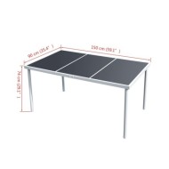 Table de jardin 150x90x74 cm Noir Acier