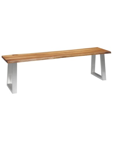 Banc 160 cm Bois d'acacia massif et acier inoxydable