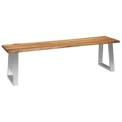 Banc 160 cm Bois d'acacia massif et acier inoxydable