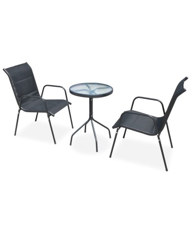 Ensemble de bistro 3 pcs Acier Noir