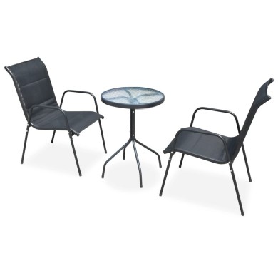 Ensemble de bistro 3 pcs Acier Noir