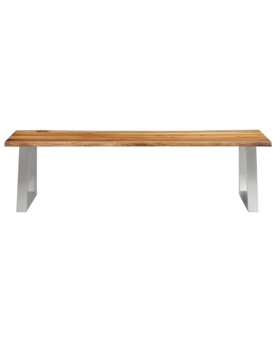 Banc 160 cm Bois d'acacia massif et acier inoxydable