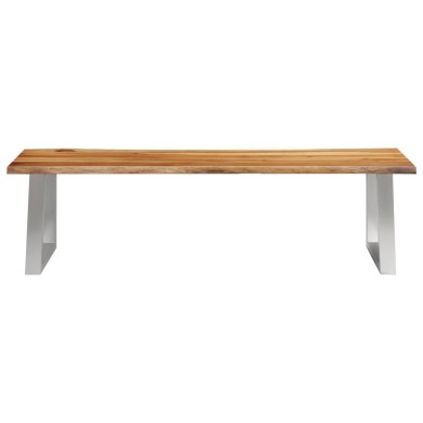 Banc 160 cm Bois d'acacia massif et acier inoxydable