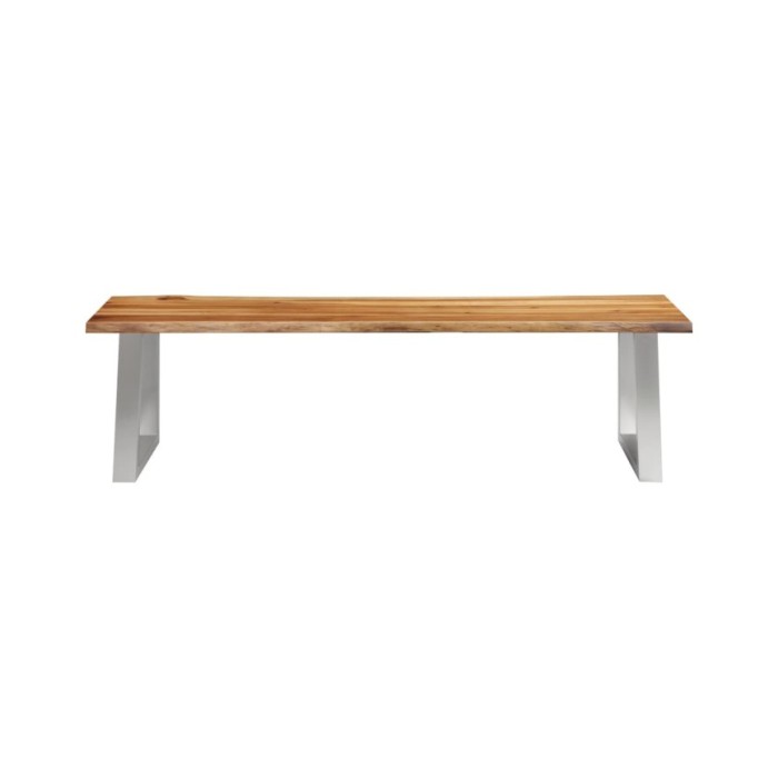 Banc 160 cm Bois d'acacia massif et acier inoxydable