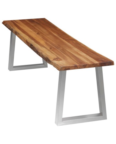 Banc 160 cm Bois d'acacia massif et acier inoxydable