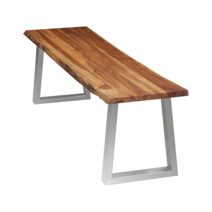 Banc 160 cm Bois d'acacia massif et acier inoxydable