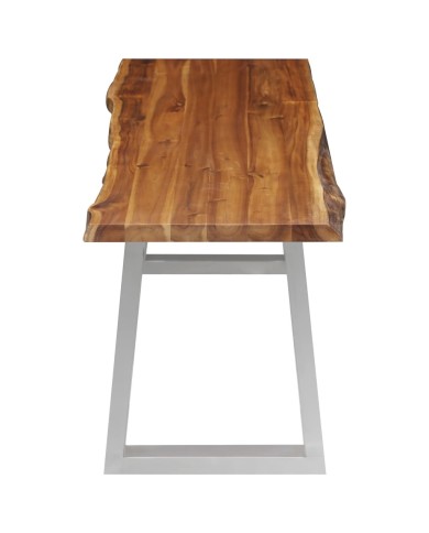Banc 160 cm Bois d'acacia massif et acier inoxydable