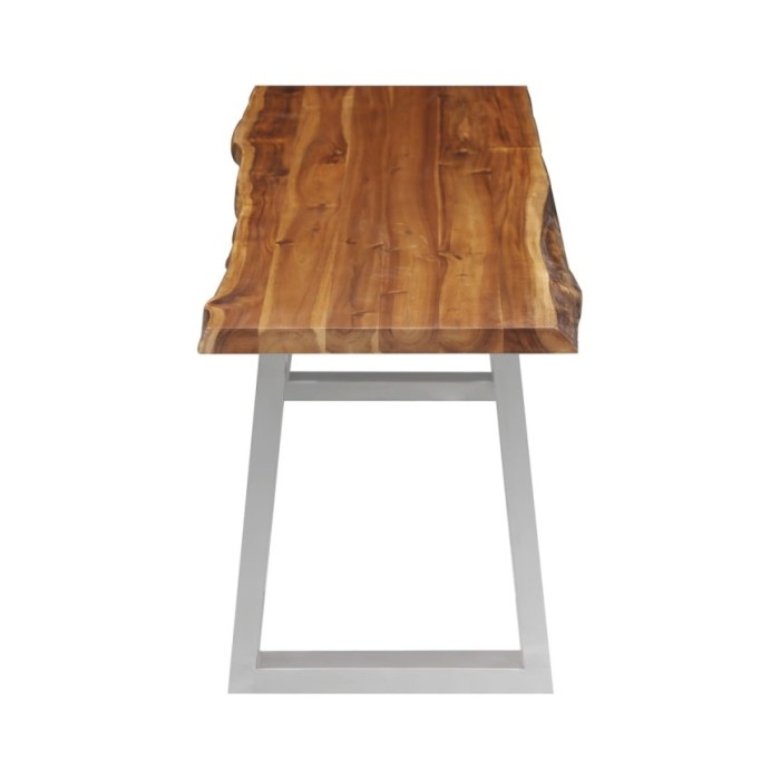 Banc 160 cm Bois d'acacia massif et acier inoxydable