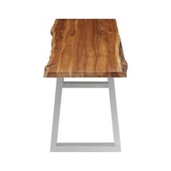 Banc 160 cm Bois d'acacia massif et acier inoxydable