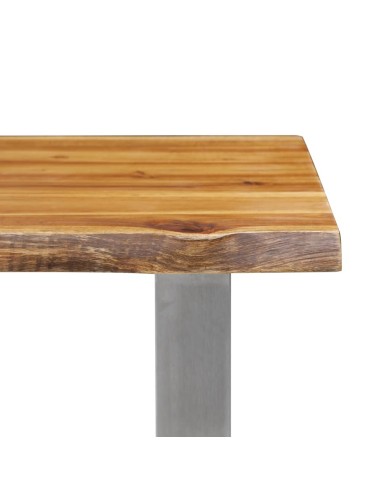 Banc 160 cm Bois d'acacia massif et acier inoxydable