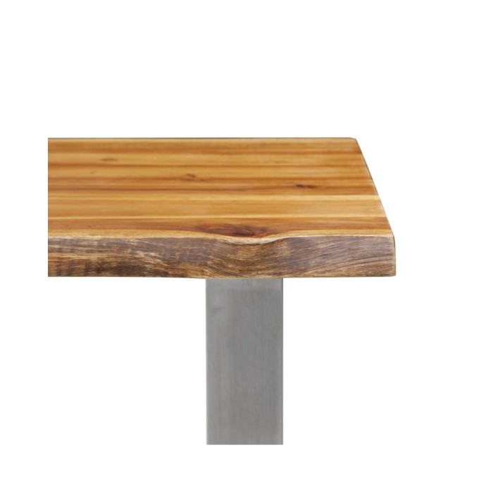 Banc 160 cm Bois d'acacia massif et acier inoxydable