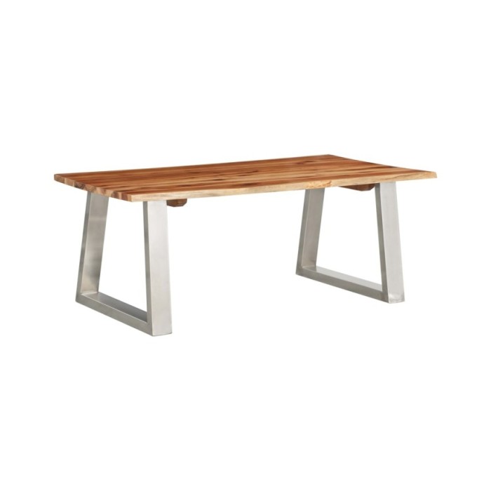 Table basse 100x60x40 cm Bois d'acacia et acier inoxydable 