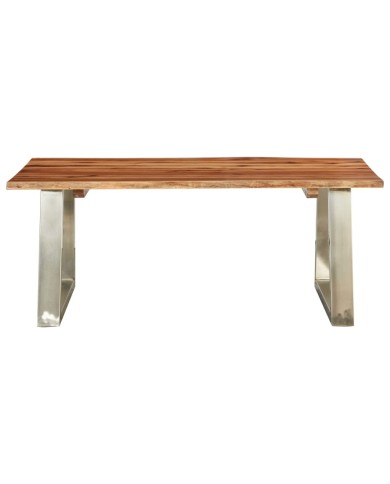 Table basse 100x60x40 cm Bois d'acacia et acier inoxydable 