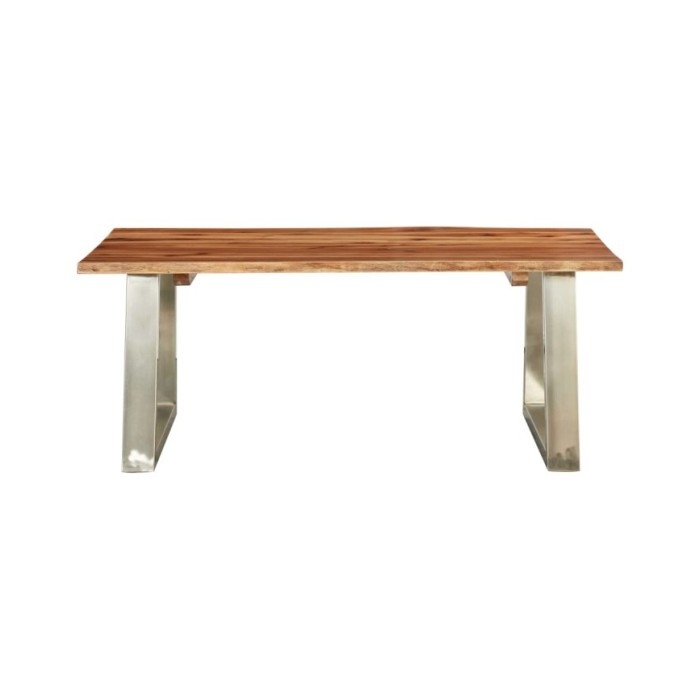 Table basse 100x60x40 cm Bois d'acacia et acier inoxydable 