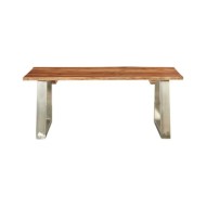 Table basse 100x60x40 cm Bois d'acacia et acier inoxydable 
