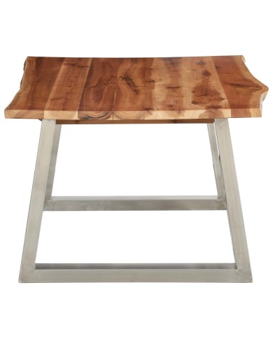 Table basse 100x60x40 cm Bois d'acacia et acier inoxydable 