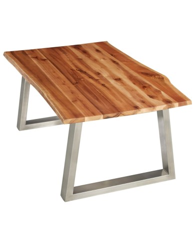 Table basse 100x60x40 cm Bois d'acacia et acier inoxydable 