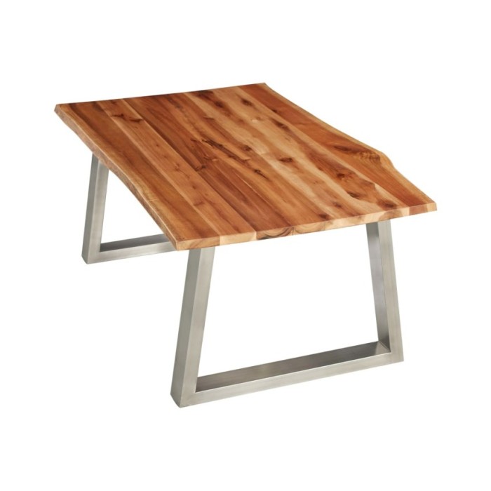 Table basse 100x60x40 cm Bois d'acacia et acier inoxydable 