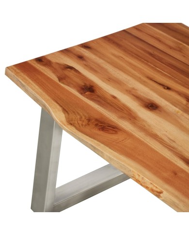 Table basse 100x60x40 cm Bois d'acacia et acier inoxydable 