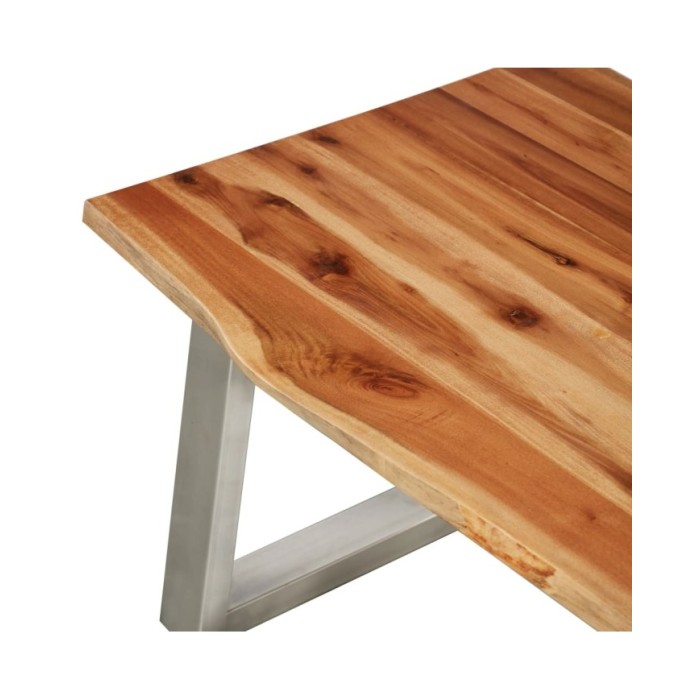 Table basse 100x60x40 cm Bois d'acacia et acier inoxydable 