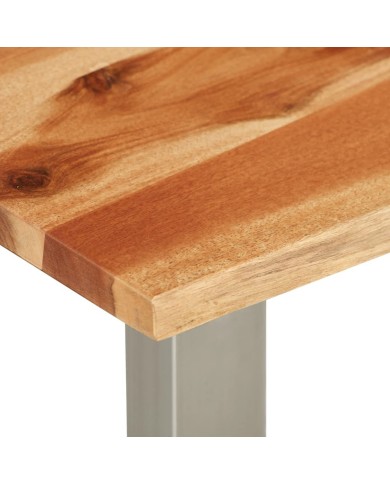 Table basse 100x60x40 cm Bois d'acacia et acier inoxydable 