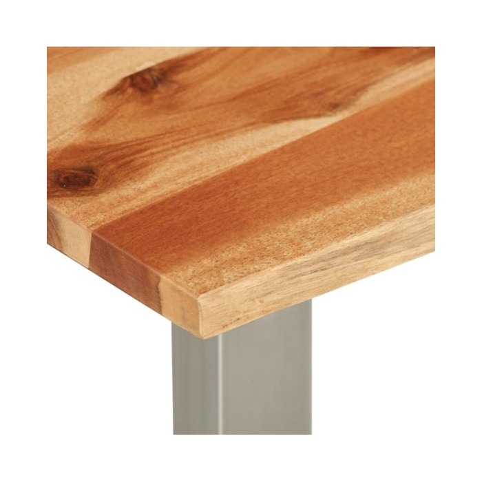 Table basse 100x60x40 cm Bois d'acacia et acier inoxydable 