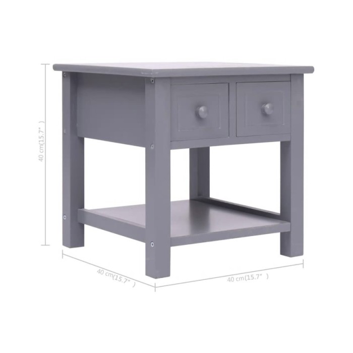 Table d'appoint Gris 40x40x40 cm Bois de Paulownia