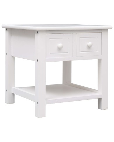 Table d'appoint Blanc 40x40x40 cm Bois de Paulownia