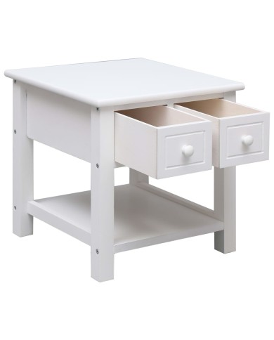 Table d'appoint Blanc 40x40x40 cm Bois de Paulownia