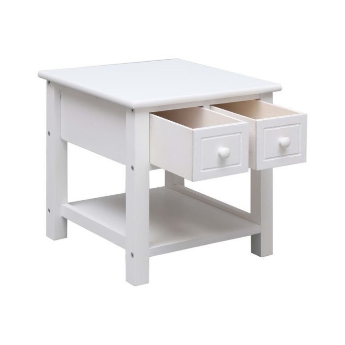 Table d'appoint Blanc 40x40x40 cm Bois de Paulownia