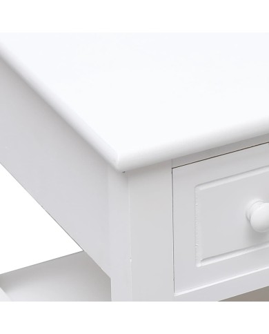 Table d'appoint Blanc 40x40x40 cm Bois de Paulownia