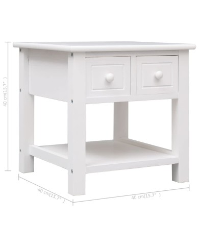 Table d'appoint Blanc 40x40x40 cm Bois de Paulownia