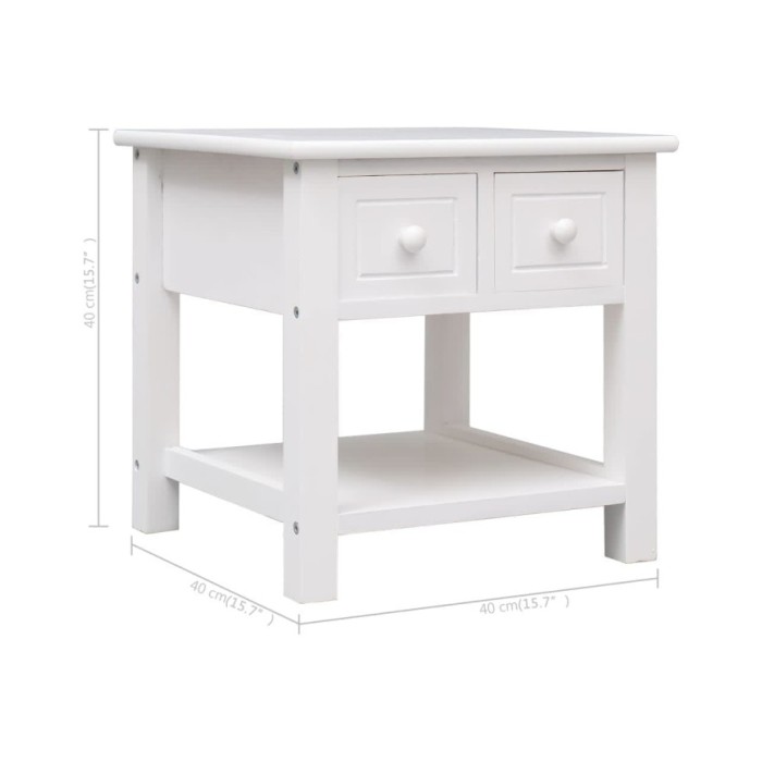 Table d'appoint Blanc 40x40x40 cm Bois de Paulownia