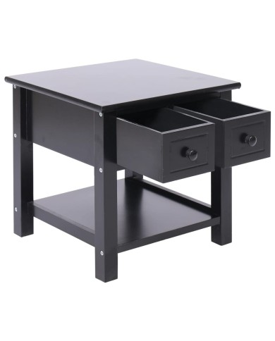 Table d'appoint Noir 40x40x40 cm Bois de Paulownia
