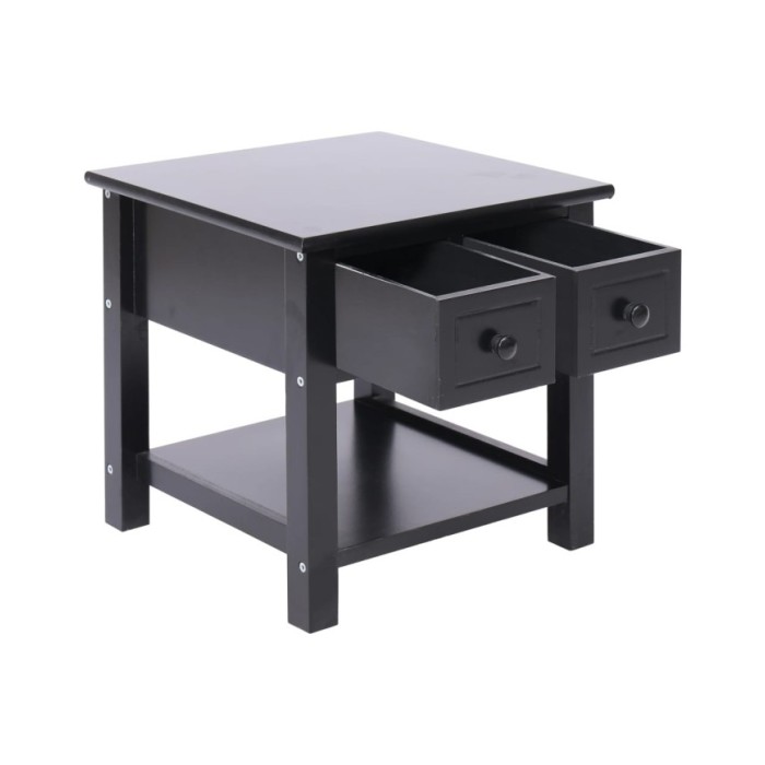 Table d'appoint Noir 40x40x40 cm Bois de Paulownia