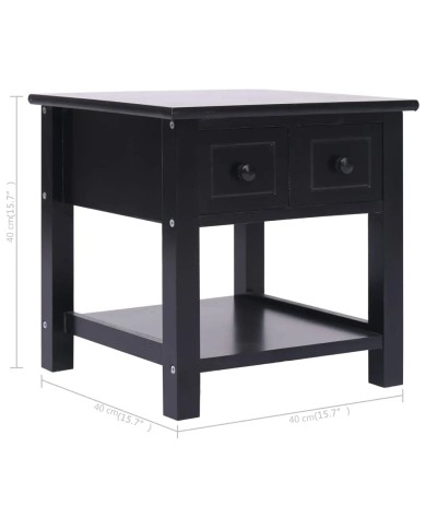 Table d'appoint Noir 40x40x40 cm Bois de Paulownia