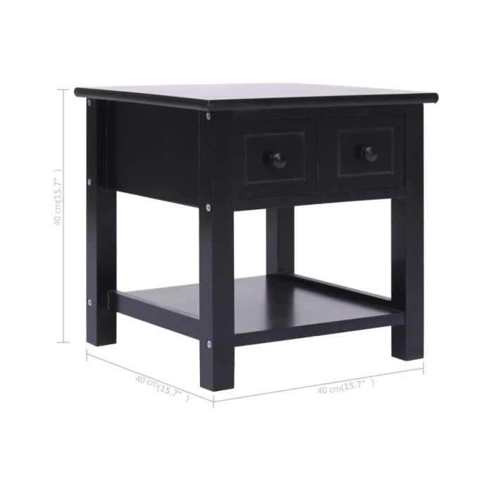 Table d'appoint Noir 40x40x40 cm Bois de Paulownia