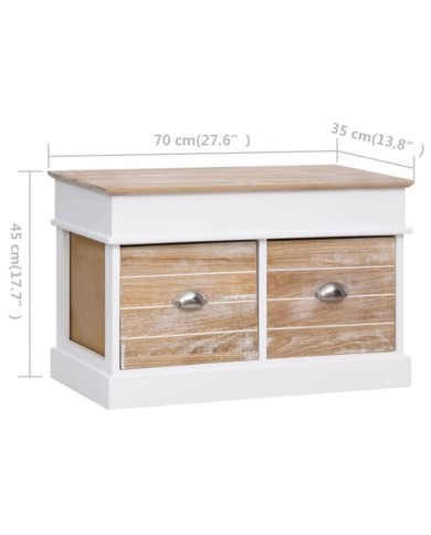Banc d'entrée 70 x 35 x 45 cm Bois de Paulownia
