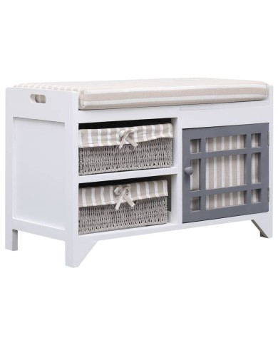 Banc d'entrée Blanc 70 x 33,5 x 45 cm Bois de Paulownia