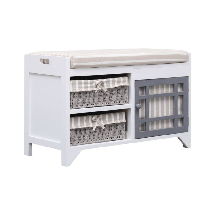 Banc d'entrée Blanc 70 x 33,5 x 45 cm Bois de Paulownia