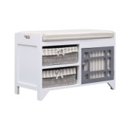Banc d'entrée Blanc 70 x 33,5 x 45 cm Bois de Paulownia