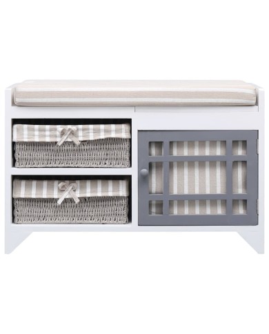 Banc d'entrée Blanc 70 x 33,5 x 45 cm Bois de Paulownia