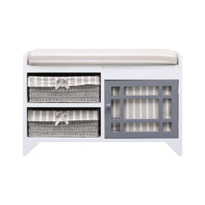 Banc d'entrée Blanc 70 x 33,5 x 45 cm Bois de Paulownia