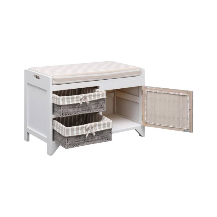 Banc d'entrée Blanc 70 x 33,5 x 45 cm Bois de Paulownia