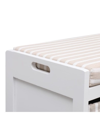 Banc d'entrée Blanc 70 x 33,5 x 45 cm Bois de Paulownia