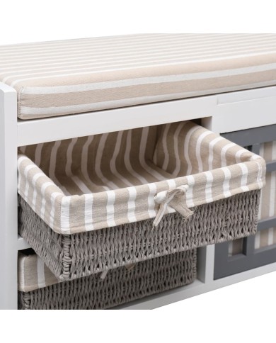 Banc d'entrée Blanc 70 x 33,5 x 45 cm Bois de Paulownia