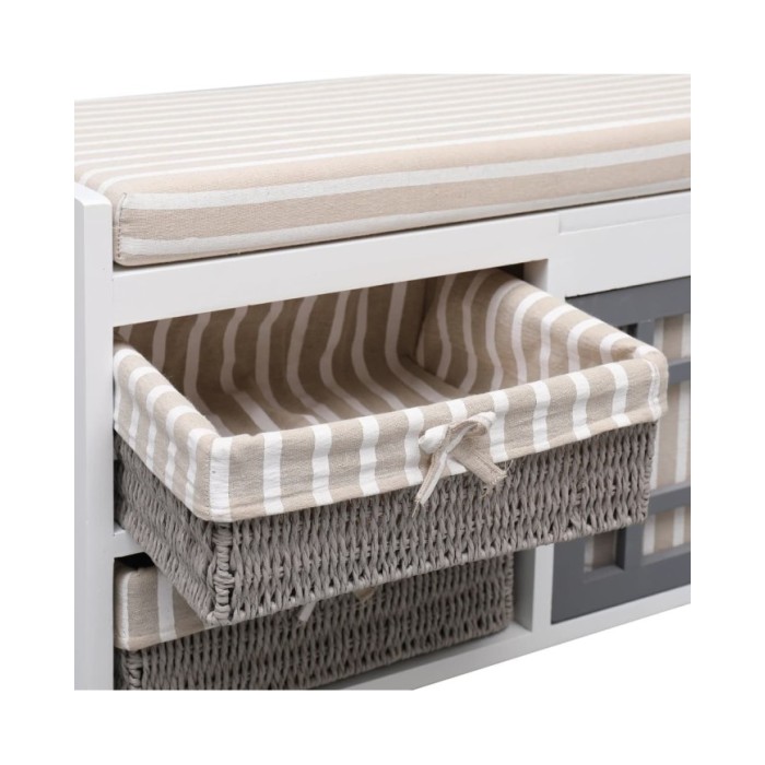 Banc d'entrée Blanc 70 x 33,5 x 45 cm Bois de Paulownia