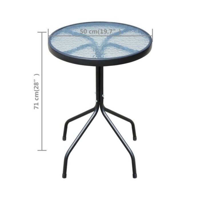 Ensemble de bistro 3 pcs Acier Noir
